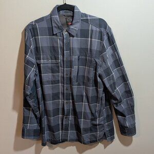Wrangler Shirt, Medium, Blue Casual Button Down All Terrain Gear Plaid